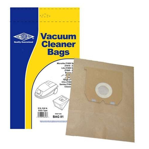 Dust Bags for Electrolux Z1652 Z1653 Z1654 Pack Of 5 E10, E42, E42N Type Dust Bags for Electrolux Z1652 Z1653 Z1654 Pack Of 5 E10, E42, E42N Type