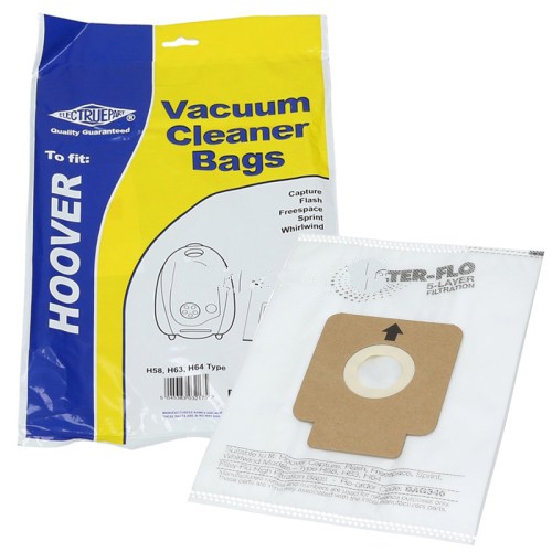 Replacement Vacuum Cleaner Bag For Hoover TRTW1560019 Pack of 5 Type:H63